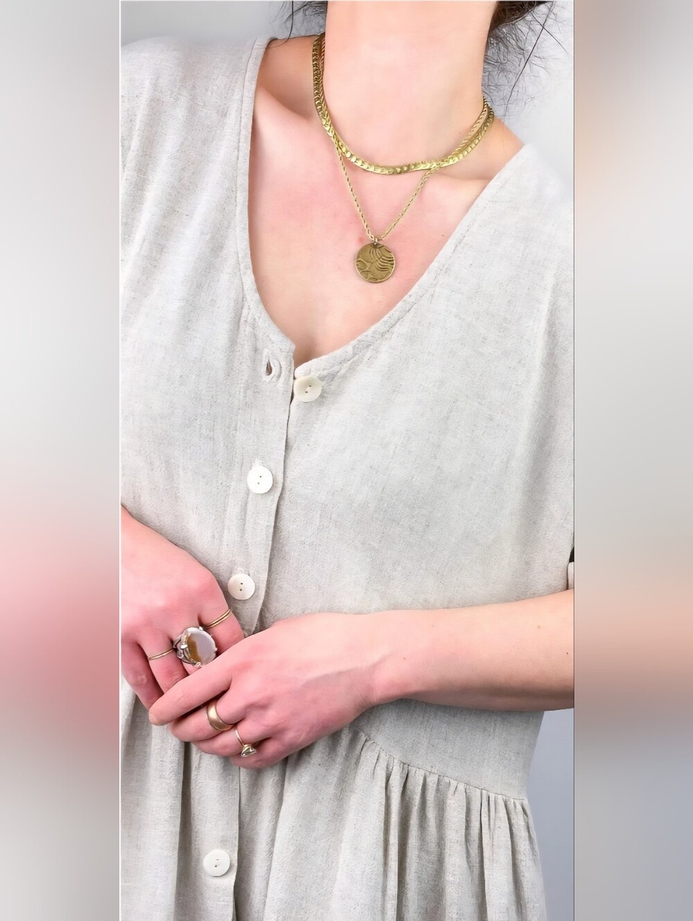 ZARA💫100% LINEN Button-Front Tunic - Picture 1 of 6